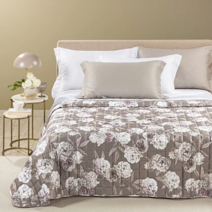 Copriletto Trapuntato In Raso Di Cotone Rosa Bianca Caleffi