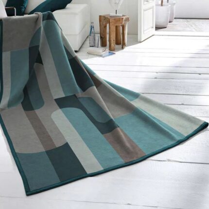 Coperta Plaid Echo Blue Biederlack